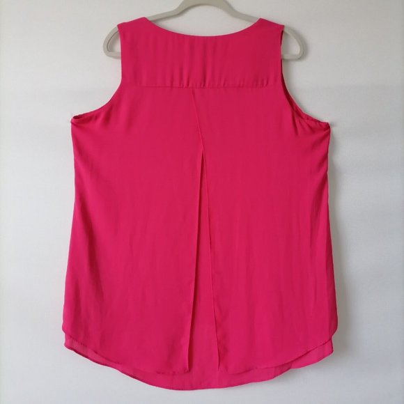 Peter Nygard Womens Pink V Neck Sleeveless Back Slit Blouse Top Plus Size 16W - Picture 4 of 7